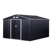 EasyComfort Casetta da Giardino con 2 Porte Scorrevoli e 4 Prese d'Aria, in Acciaio, 322x277x192 cm, Grigio