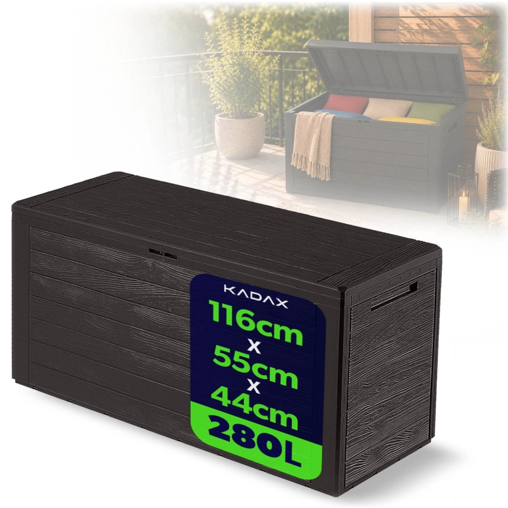 KADAX Box da giardino/balcone 280L per giardino, balcone e terrazzo, colore marrone