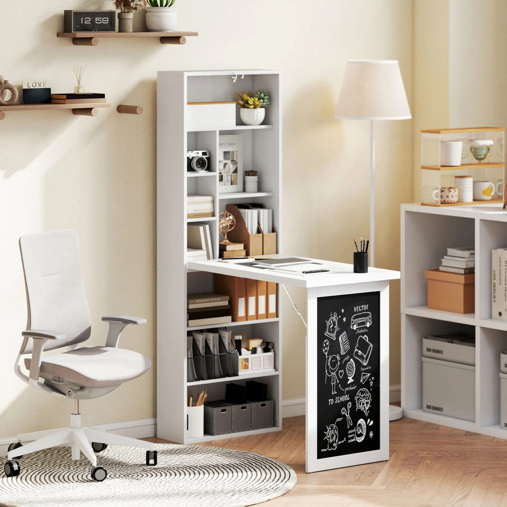 Scrivania angolare con scaffale e cassetti ¨C zephmum ¨C bianco 120x60x150 cm