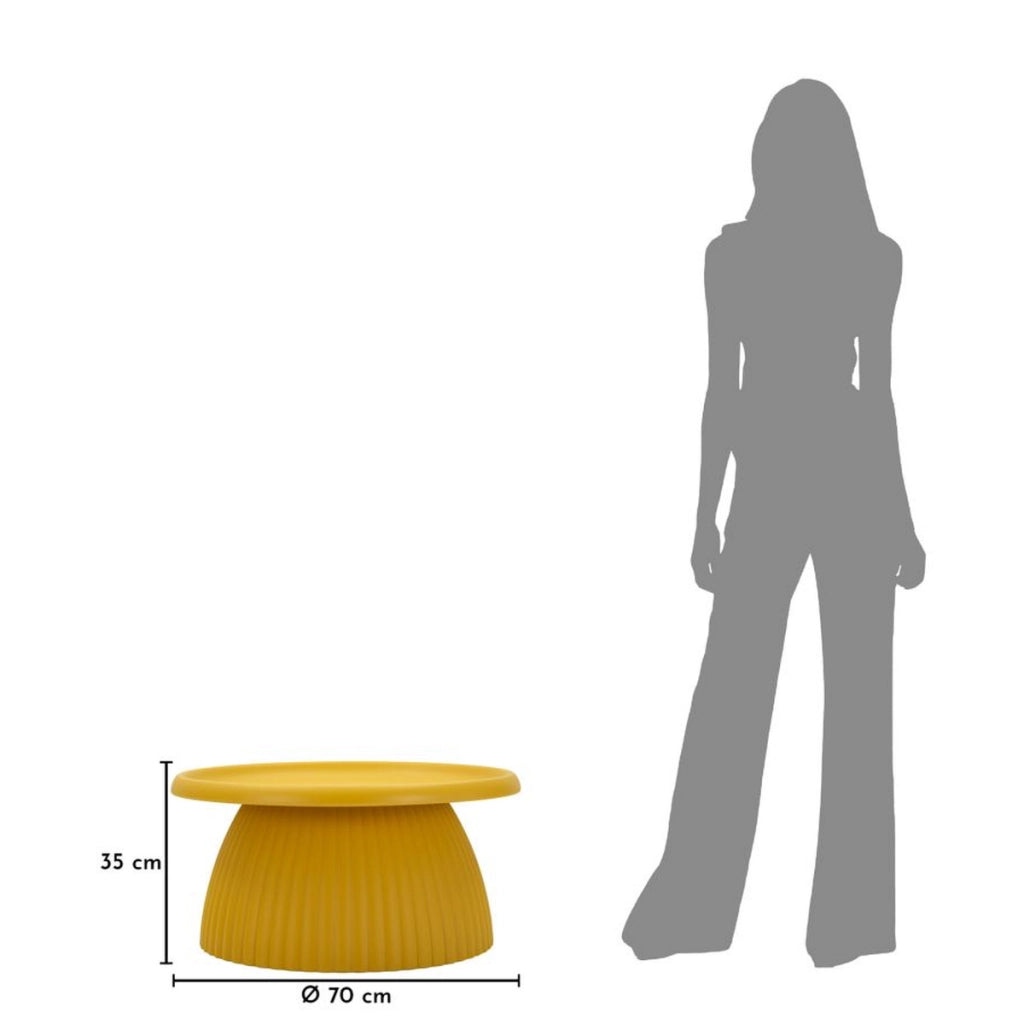 Tavolino VKH1102, Giallo, Plastica, 70x70x35 cm