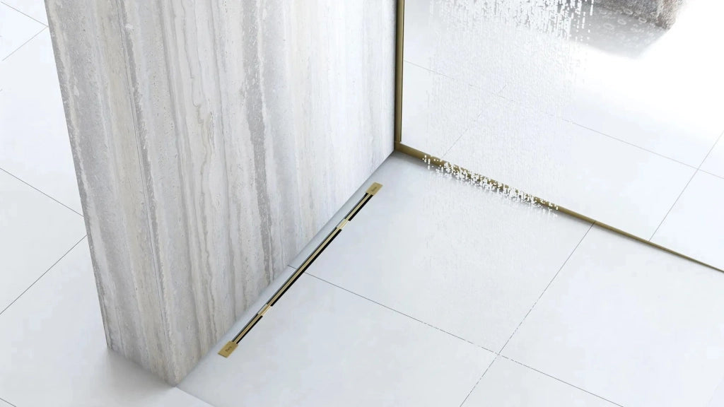 Profilo Doccia Pendenzato 120cm Brush Gold destra