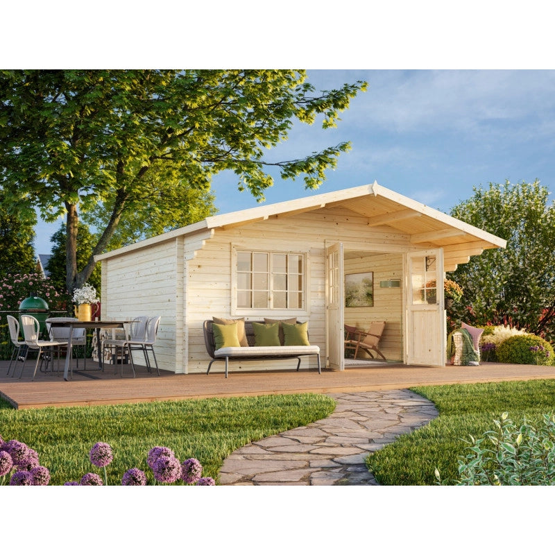 Casetta da giardino in legno 500x445 cm spessore 40 mm con porta doppia e finestra 19,7 m² - Esterni da Vivere