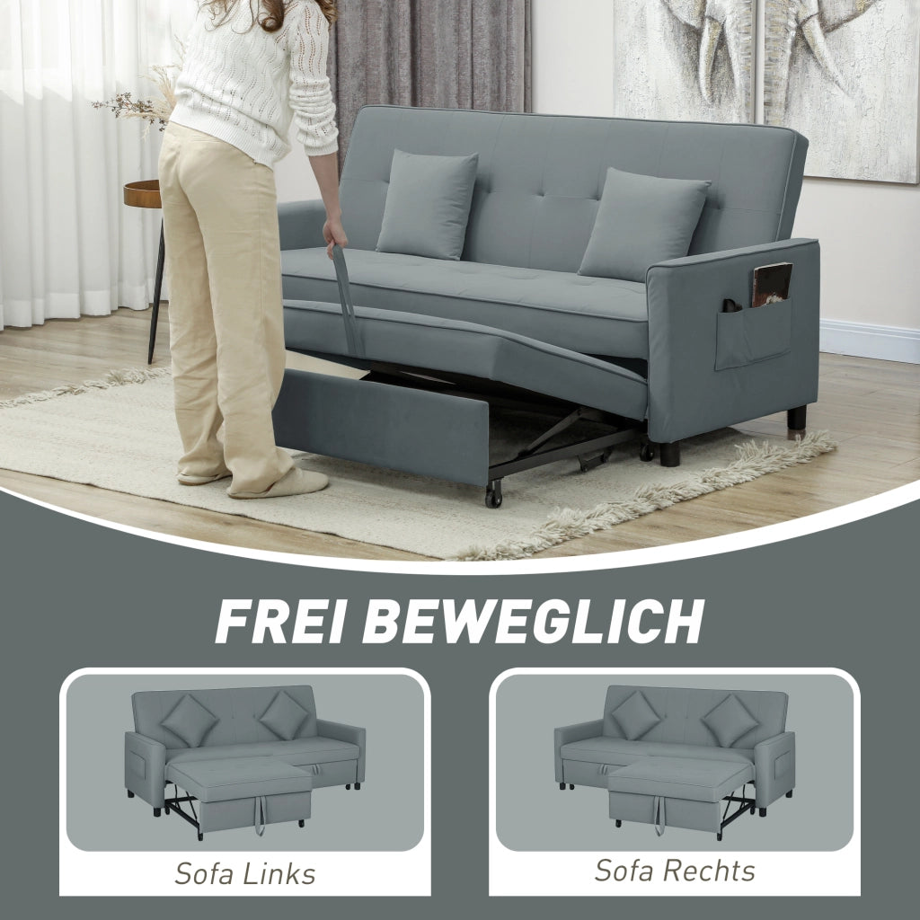 Divano letto 3 posti imbottito con rete a doghe e cuscini ¨C Minimal ¨C Grigio
