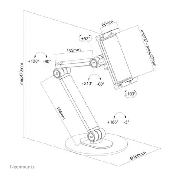 Neomounts ds15-550bl1 supporto per tablet 4.7-12.9" - universale