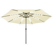 Ombrellone da Giardino-Ombrello da Balcone con Luci LED 400 cm Sabbia