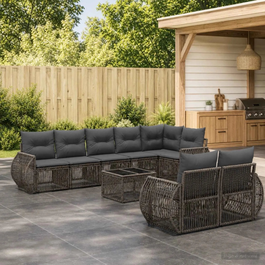Set Divano da Giardino 9 pz Grigio e Grigio Scuro polyrattan 3435482