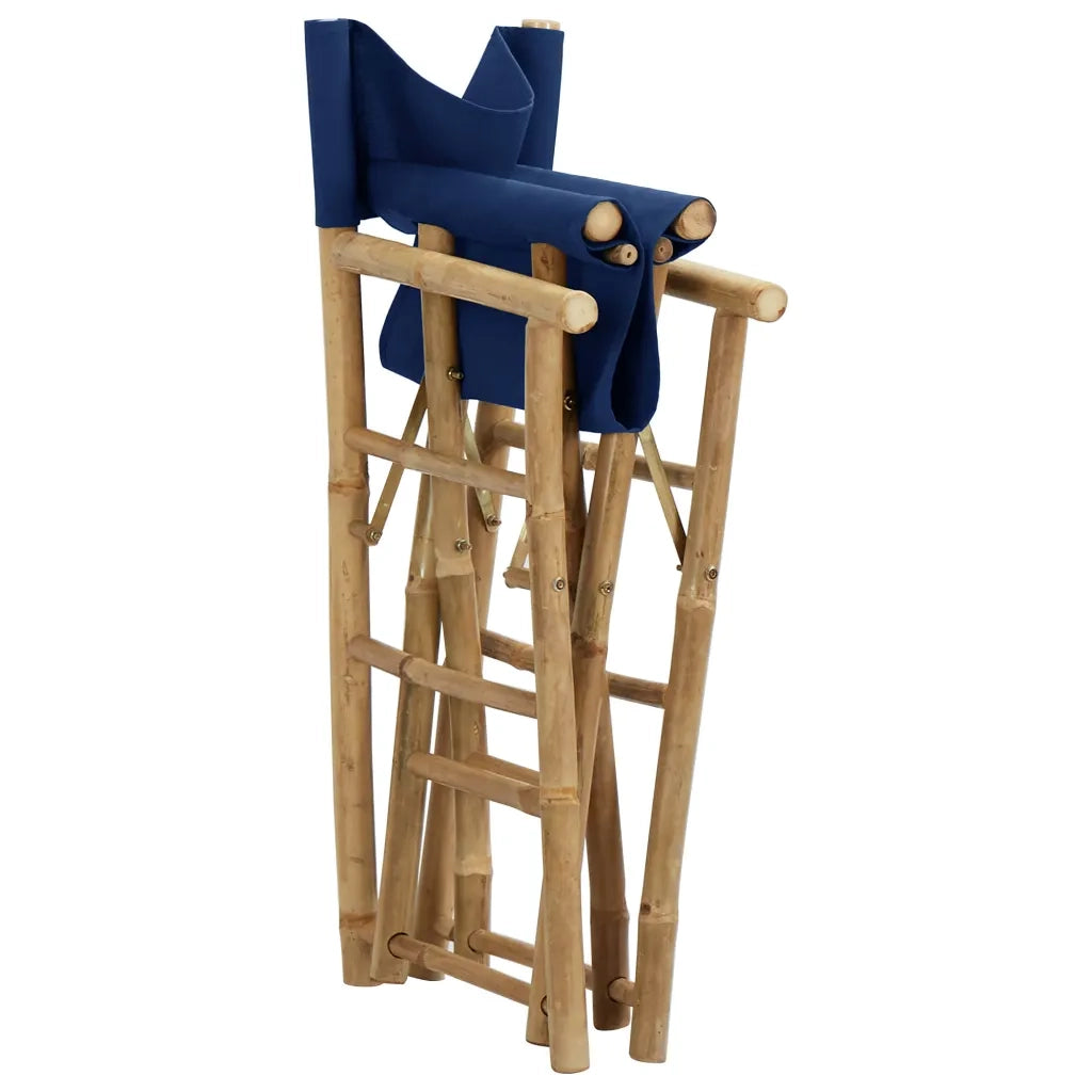 Sedie da Regista Pieghevoli 2 pz Blu in Bambù e Tela 313030