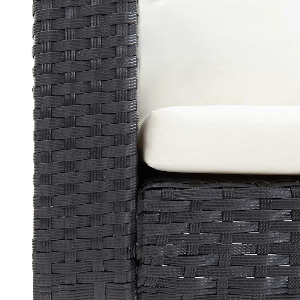 Divano da Giardino Singolo con Cuscini in Polyrattan Nero 310220
