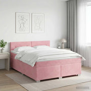Letto box spring con materasso Rosa 140 x 190 cm Velluto 3450715