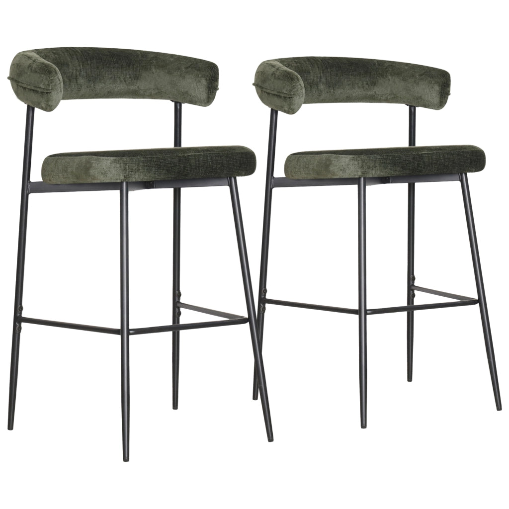 Set di 2 sgabelli da bar in tessuto verde THEA