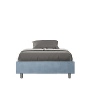 BS COM Letto una piazza e mezza con rete imbottito 110x190 microfibra azzurro