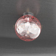 MOON PLAFONIERA D.30 CM. 1 LUCE VETRO ROSSO 1117-PL30-RO