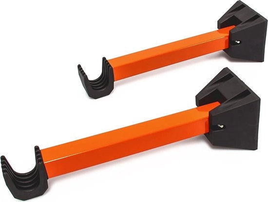 Set di sostegno da 2 pieghevoli - appoggio bicicletta alla parete arancione-nero - facile stoccaggio