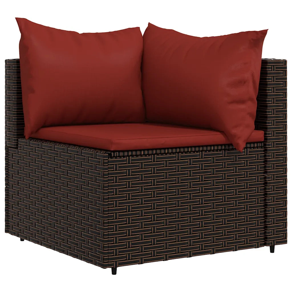 Set Mobili da Giardino 3 pz con Cuscini in Polyrattan Marrone 319811