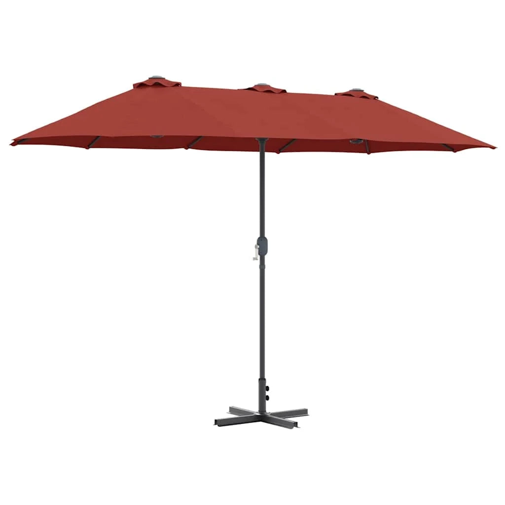 Ombrellone da giardino pieghevole moderno 370 x 197 x 239 cm pratico resistente stile contemporaneo terracotta poliestere 02_0058746