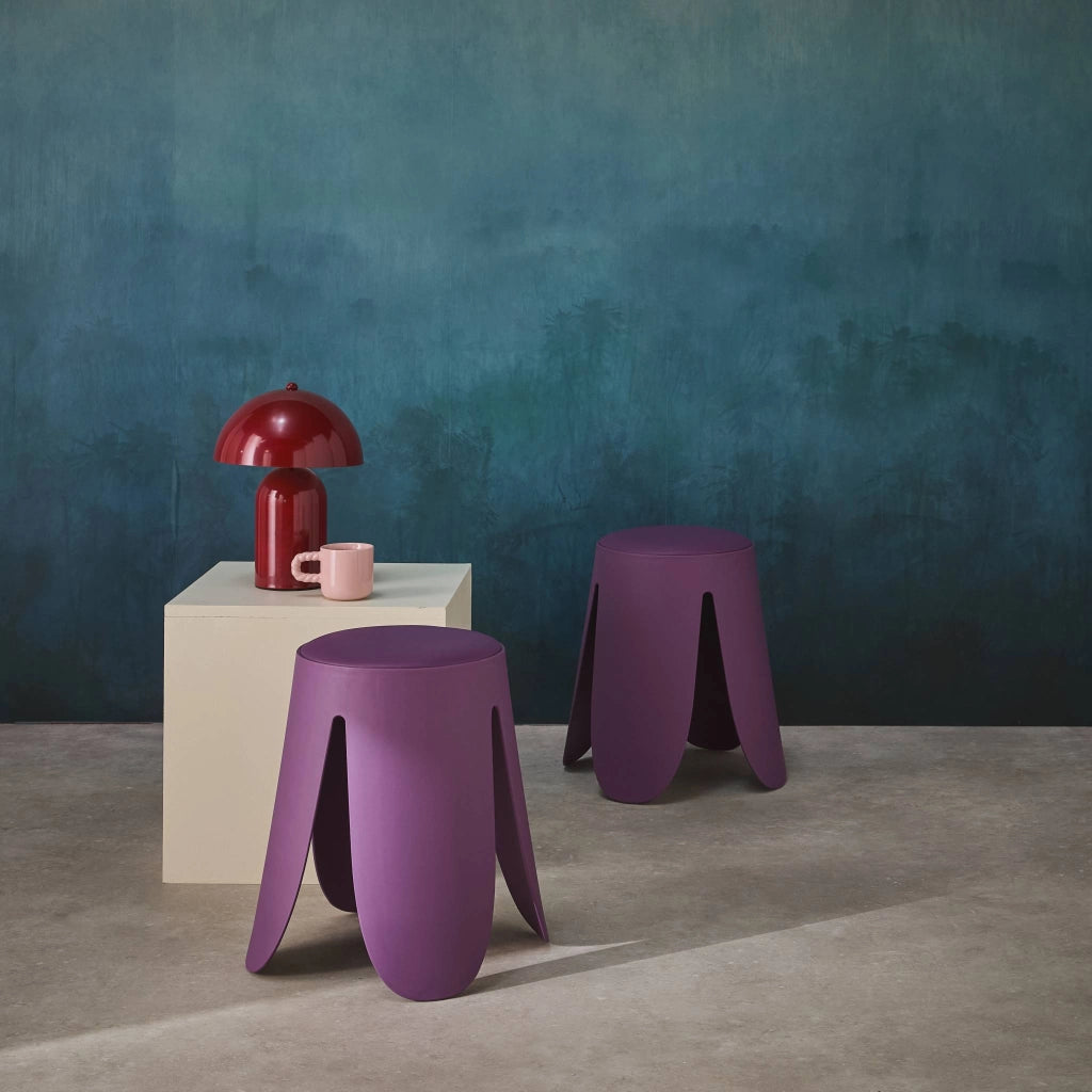 Set 2 sgabelli impilabili in similpelle, viola