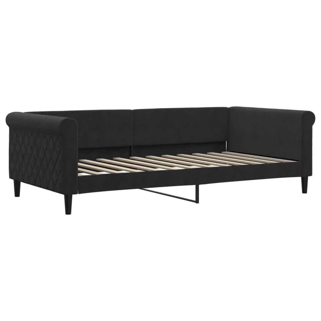 Divano Letto Estraibile con Materassi Nero 100x200 cm Velluto 3197806