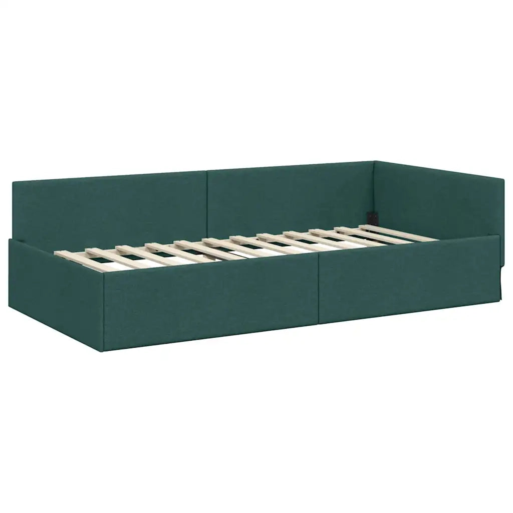 Struttura Letto Angolare con Materasso 2 pcs Verde Tessuto