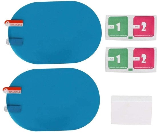 Foglio auto spiegello - Protezione da pioggia - Anticondensato - 100 x 150 mm - Adesivo auto - Guida sicura in condizioni meteo avverse - Adatto a tutti i veicoli