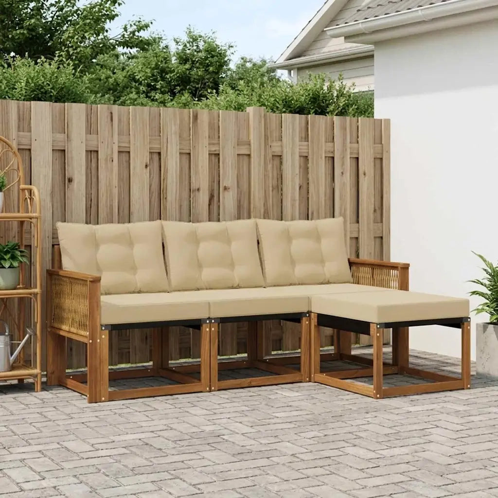 Set di divani da esterno con cuscino 4 pcs Naturale e Beige 3381877