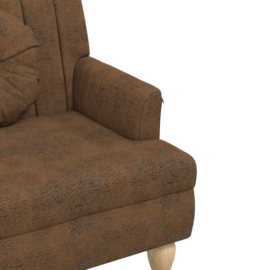 Panca con Cuscini-Sgabello-Divano Marrone 113x64,5x75,5 cm in Scamosciato