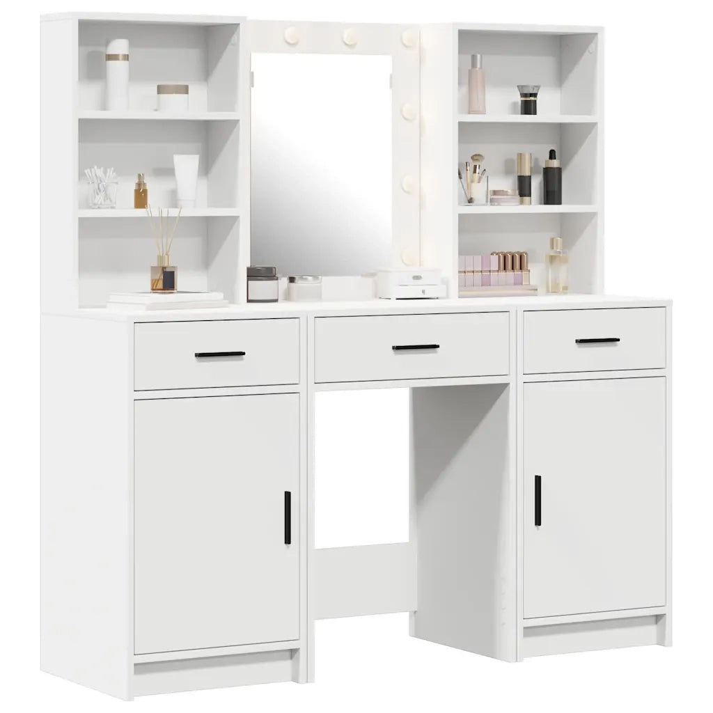 Set da tavolo da trucco con LED 3 pcs Bianco Legno multistrato 3334290