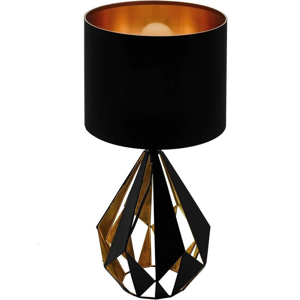 Trade Shop - Lampada Da Tavolo Comodino Vintage Con Paralume Rotondo In Nero Rame 250x510 Mm -