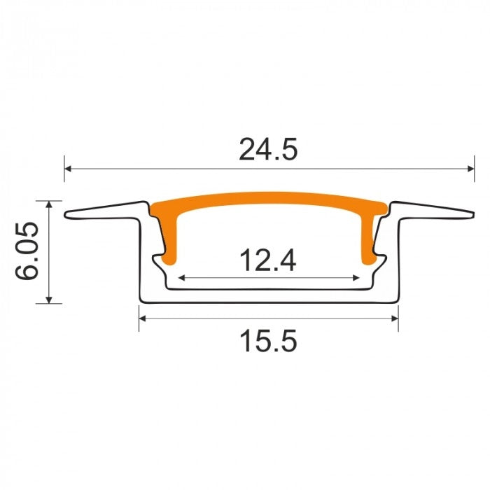 Profilo incasso LED P01 nero con diffusore nero 1m Ecolight
