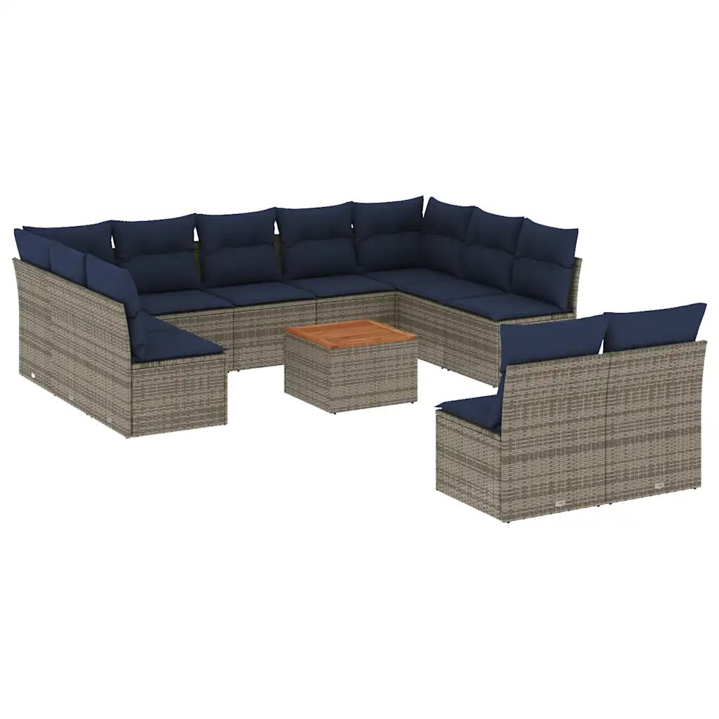 Set Divani da Giardino 12 pz con Cuscini Grigio in Polyrattan 3256222