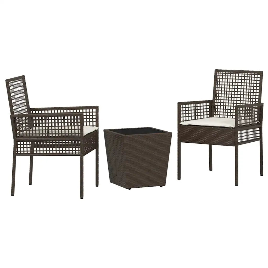 Set Bistro da Giardino 3 pcs Marrone polyrattan 3334956