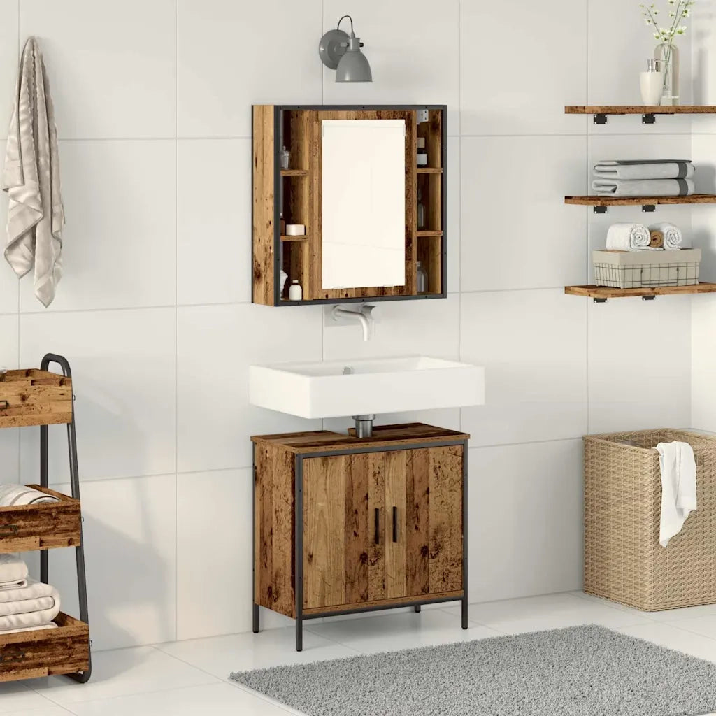 Set di mobili per il bagno 2 pcs Marrone Legno multistrato 3332498