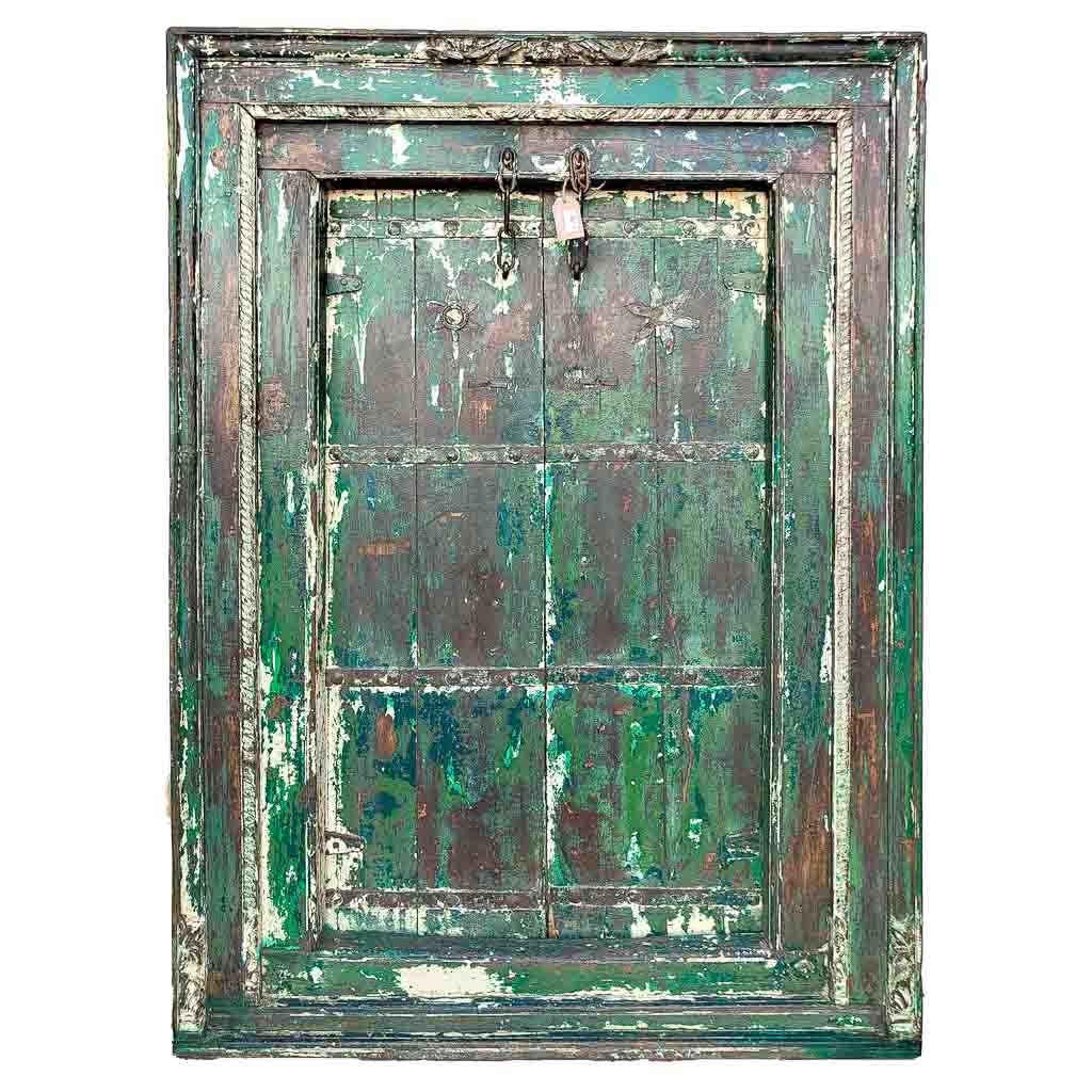 Porta in legno marrone con finitura artigianale, 130x14x190 cm h
