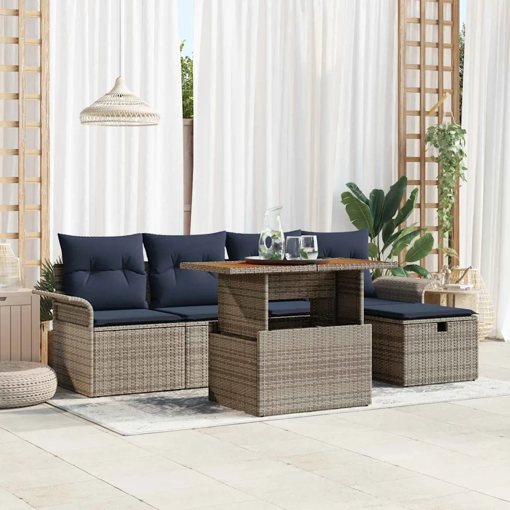 Set Divano da Giardino con cuscino 6 pcs Grigio polyrattan 3359909