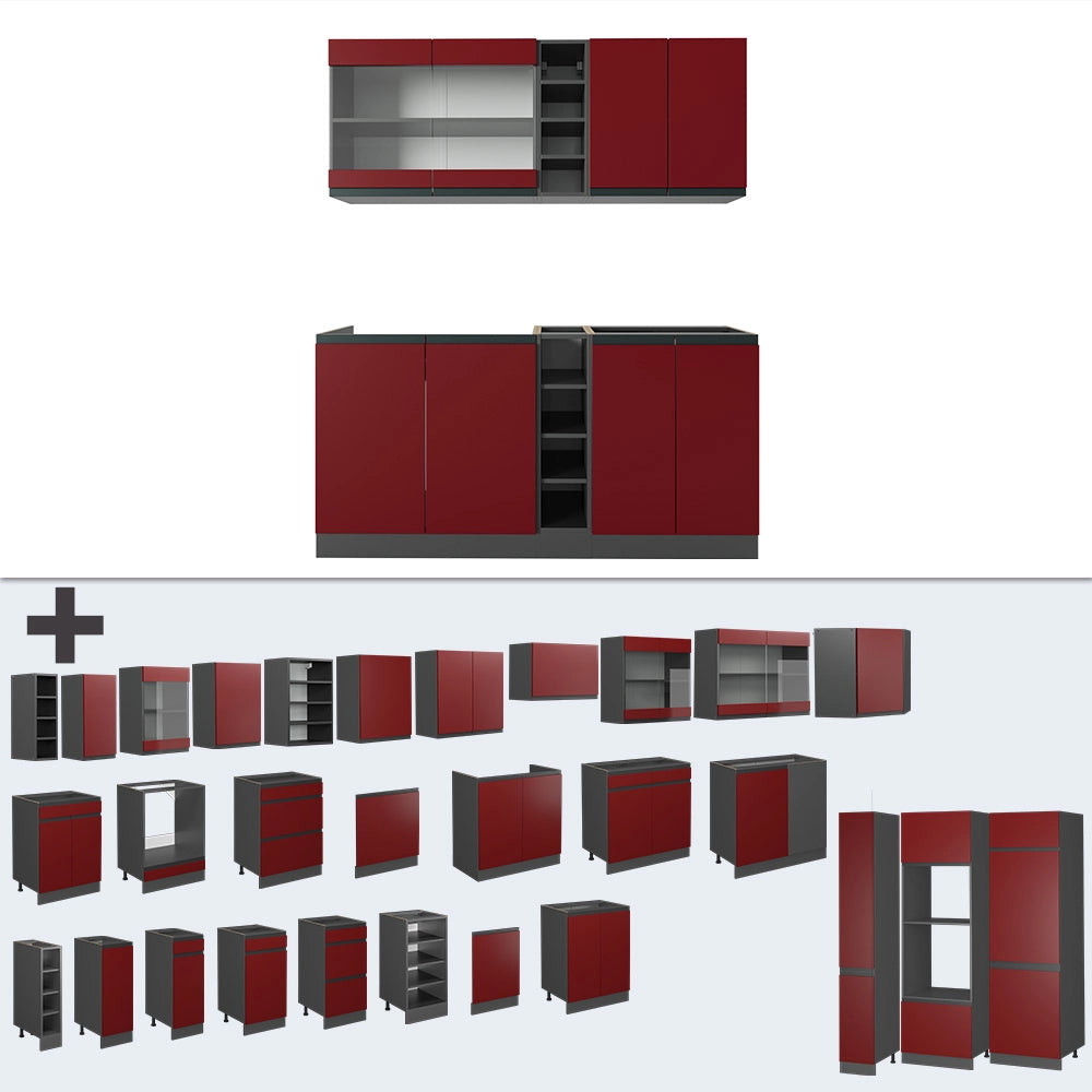 Vicco Cucina completa Rosso/antracite 160 cm , PL Rovere