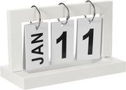 Calendario in Legno Decorativo per Scrivania con Visualizzazione Giorni e Mesi