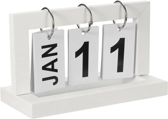 Calendario in Legno Decorativo per Scrivania con Visualizzazione Giorni e Mesi