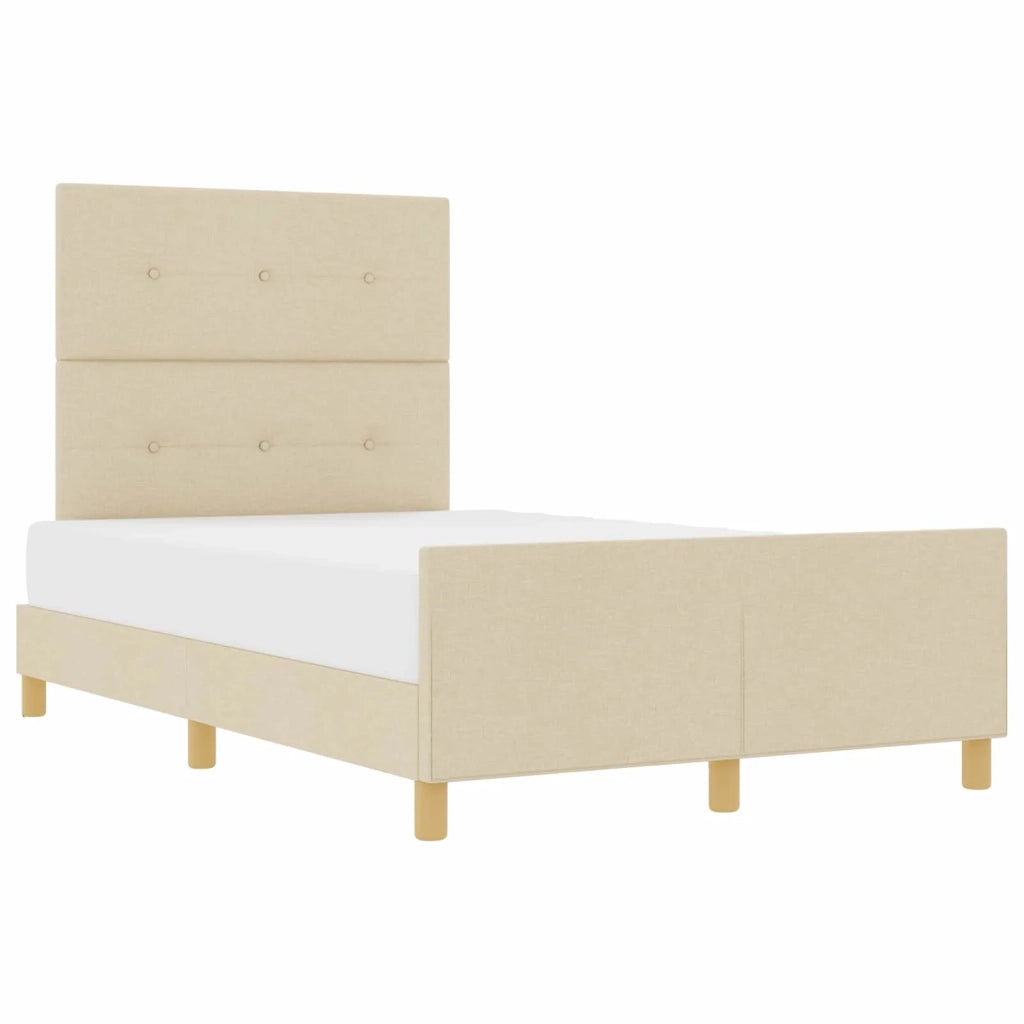 Struttura del letto con testiera Crema 120 x 200 cm Tessuto