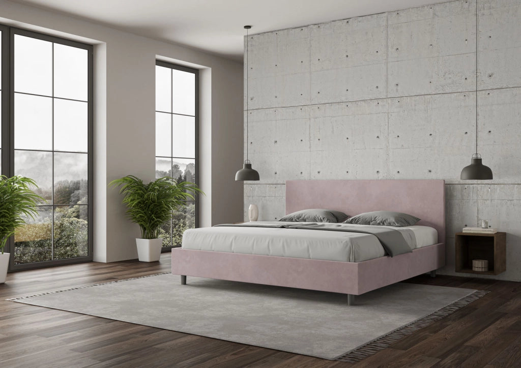 BS COM Letto contenitore imbottito 180x210 microfibra glicine