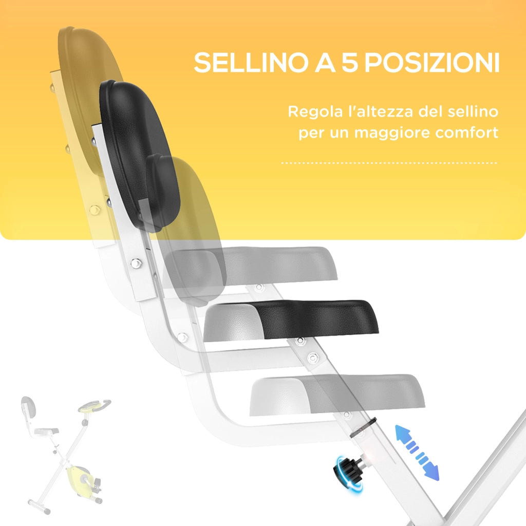 Cyclette Pieghevole Magnetica ¨C Xylo ¨C 8 Livelli Resistenza, LCD, 43x97x109cm, Giallo