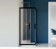 Box Doccia Colorato Cristallo 6 MM Trasparente Apertura Angolare Reversibile Colore Nero - Misura: 70 x 70 x h200 cm 