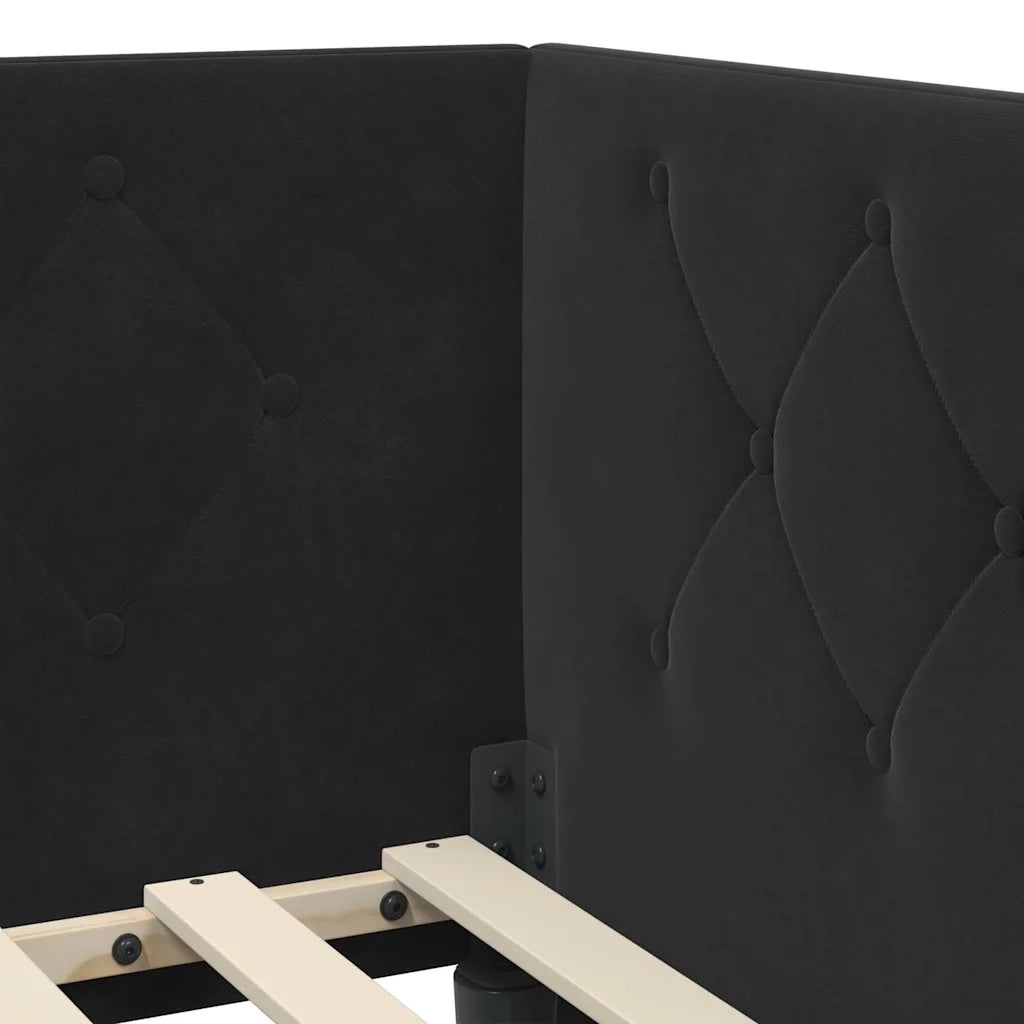 Cornice del letto ad angolo Nero 80 x 200 cm Velluto 42016518