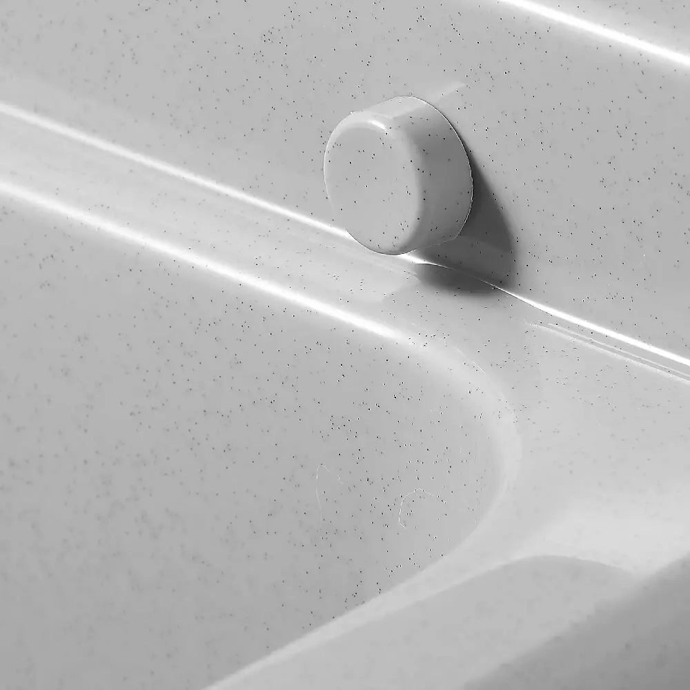 Lavatoio in resina 60x34 bianco con miscelatore a canna alta inox e scarico incluso