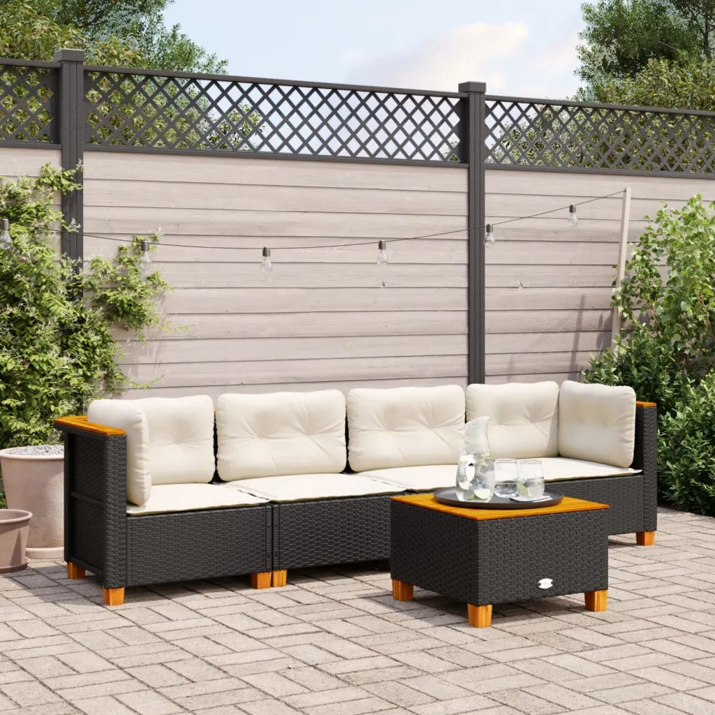 Set Divani da Giardino 5 pz con Cuscini in Polyrattan Nero 3261725