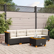 Set Divani da Giardino 5 pz con Cuscini in Polyrattan Nero 3261725