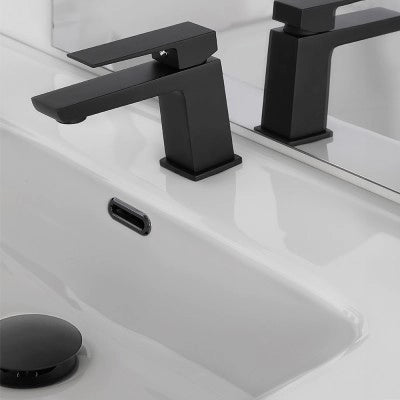 Miscelatore lavabo squadrato nero opaco Kubo con scarico click clack
