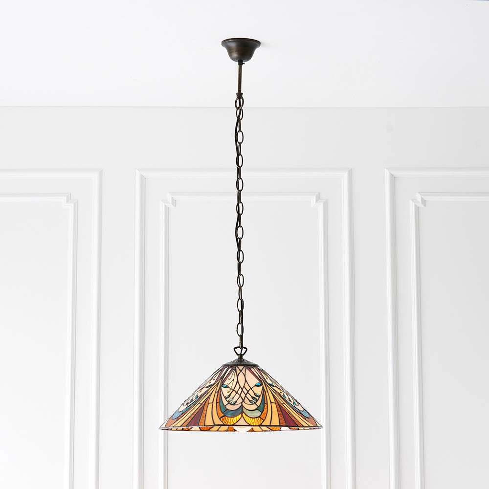 Lampada a sospensione Tiffany cono vetro Hector E27 60W