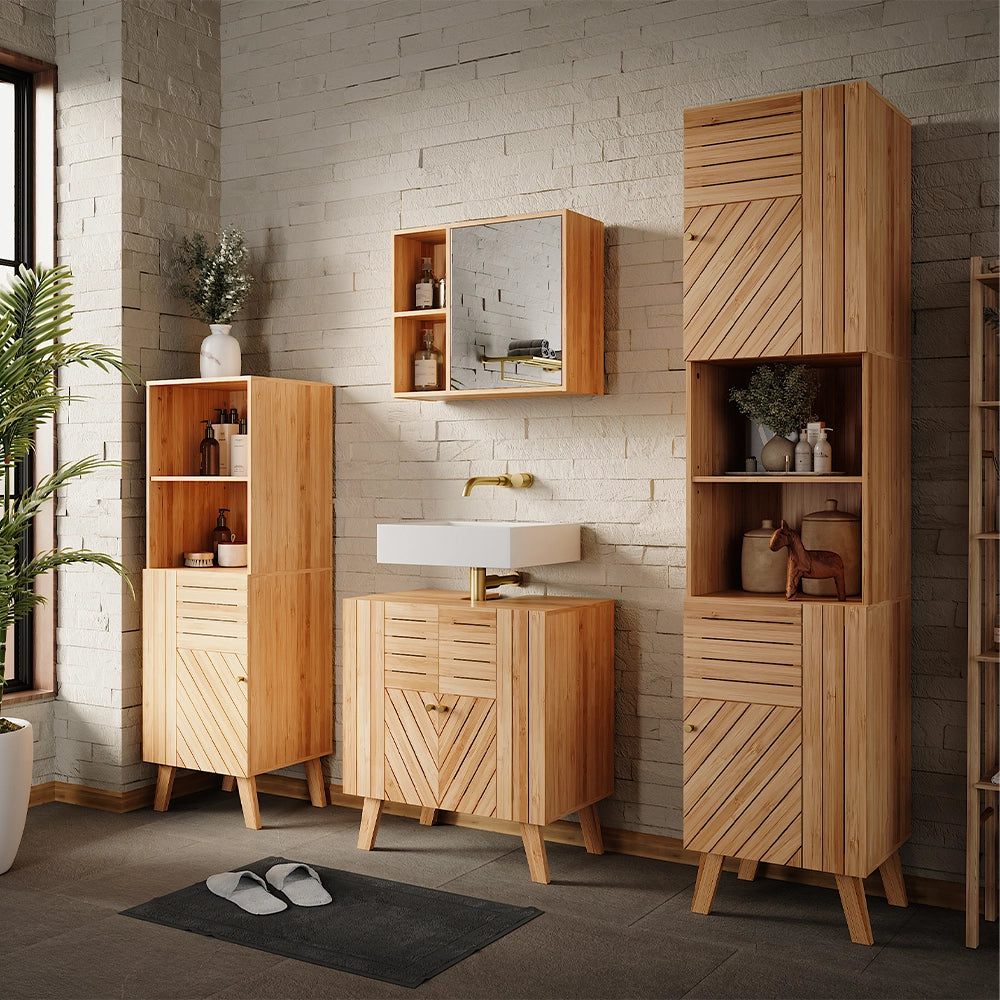 Vicco Mobile a specchio per il bagno Bambù 54 x 44.5 cm con specchio