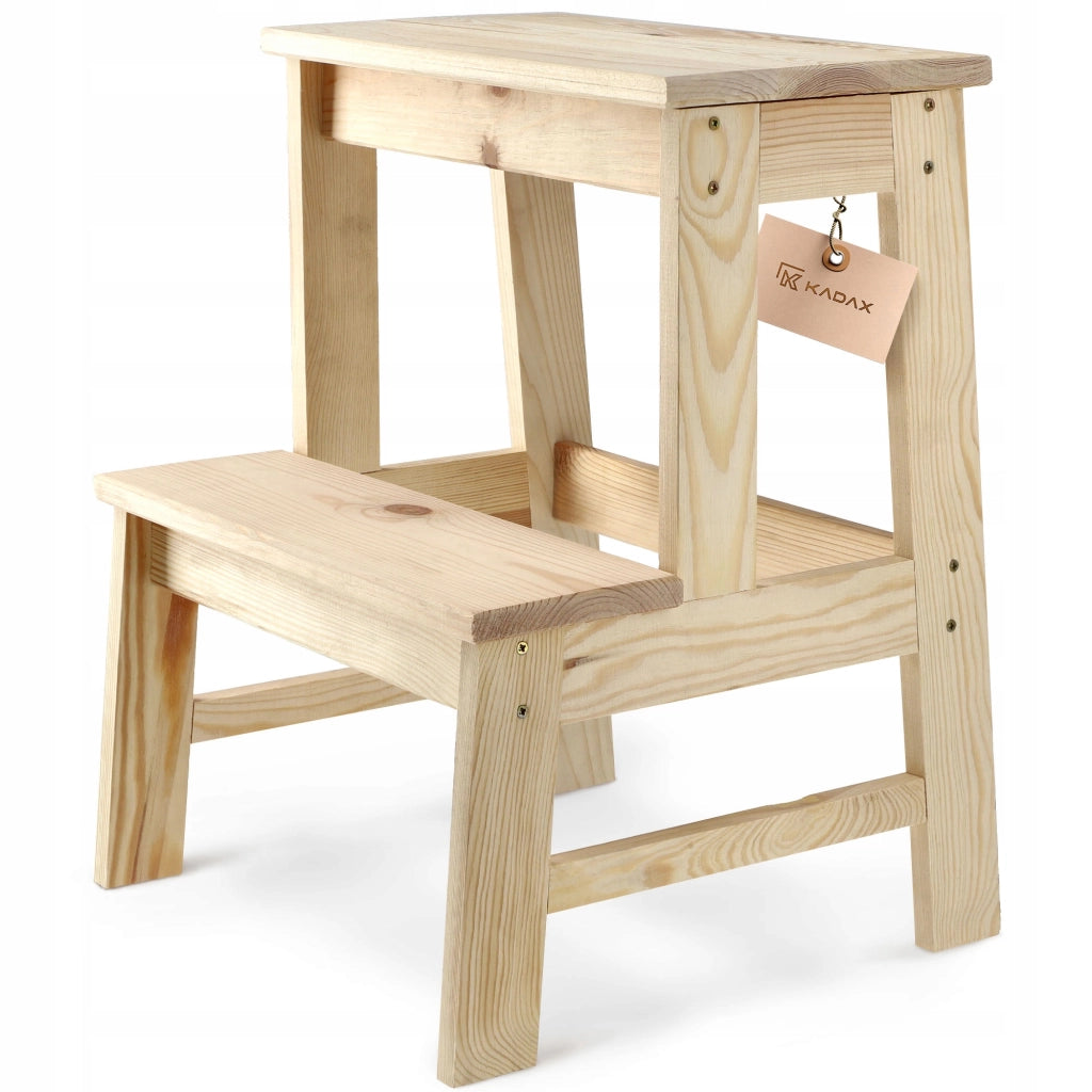Sgabello da cucina in legno KADAX con piattaforma e gradini da 50 cm, solido.