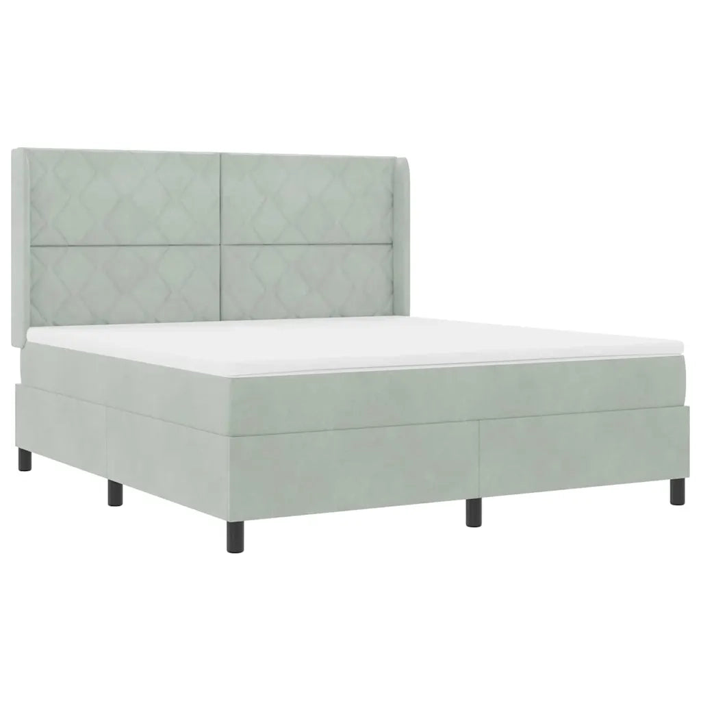 Letto a molle con materasso Grigio chiaro 180 x 200 cm Velluto