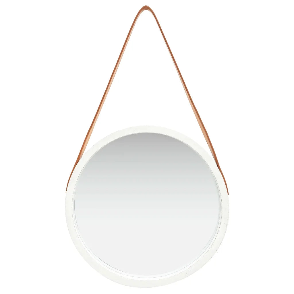 Specchio da Parete | Specchio decorativo con Cinghia 40 cm Bianco